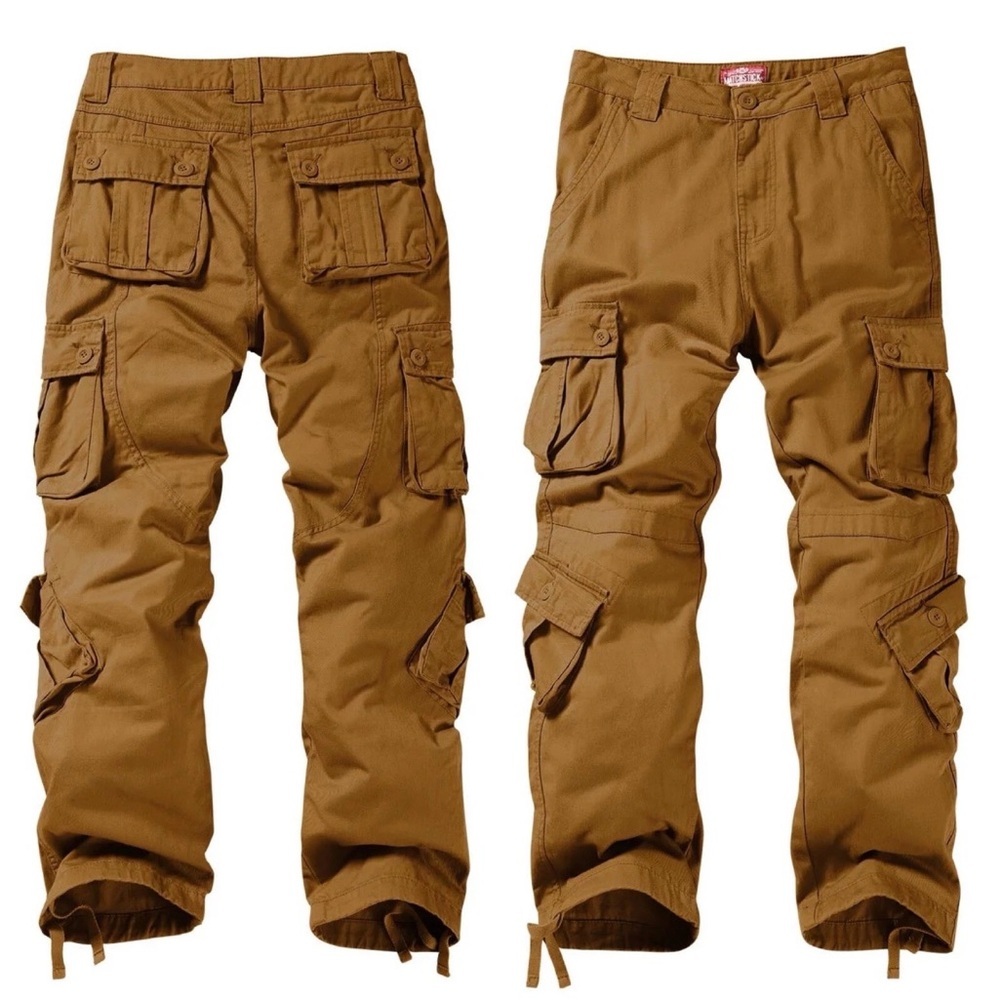 Matchstick Mud Brown Heavy Cotton Cargo Pants  Utility Straight Leg Men's 38